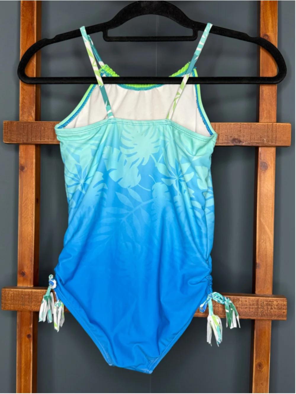 Girls Juicy Couture One Piece Swimsuit Size 12 Blue Green Ombre